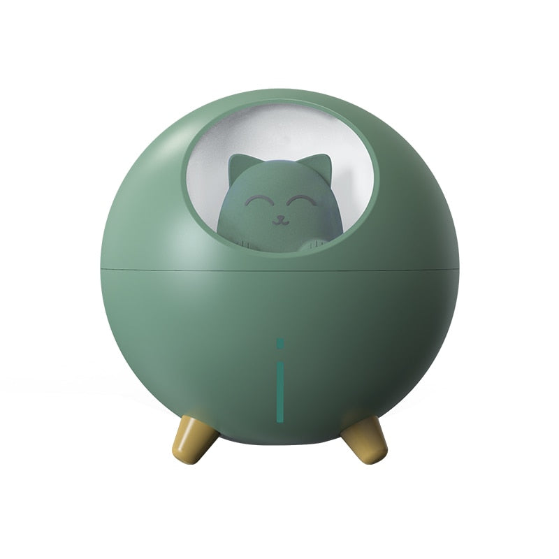 Cute Planet Cat Air Humidifier Ultrasonic Aroma Diffuser with Romantic Color LED Light USB Mini Humidificador Diffusor Fogger