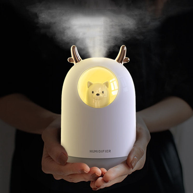 300ML Mini Bear Air Humidifier USB Aromatherapy Aroma Essential Oil Diffuser for Home Office Car Cool Mist Maker LED Night Light