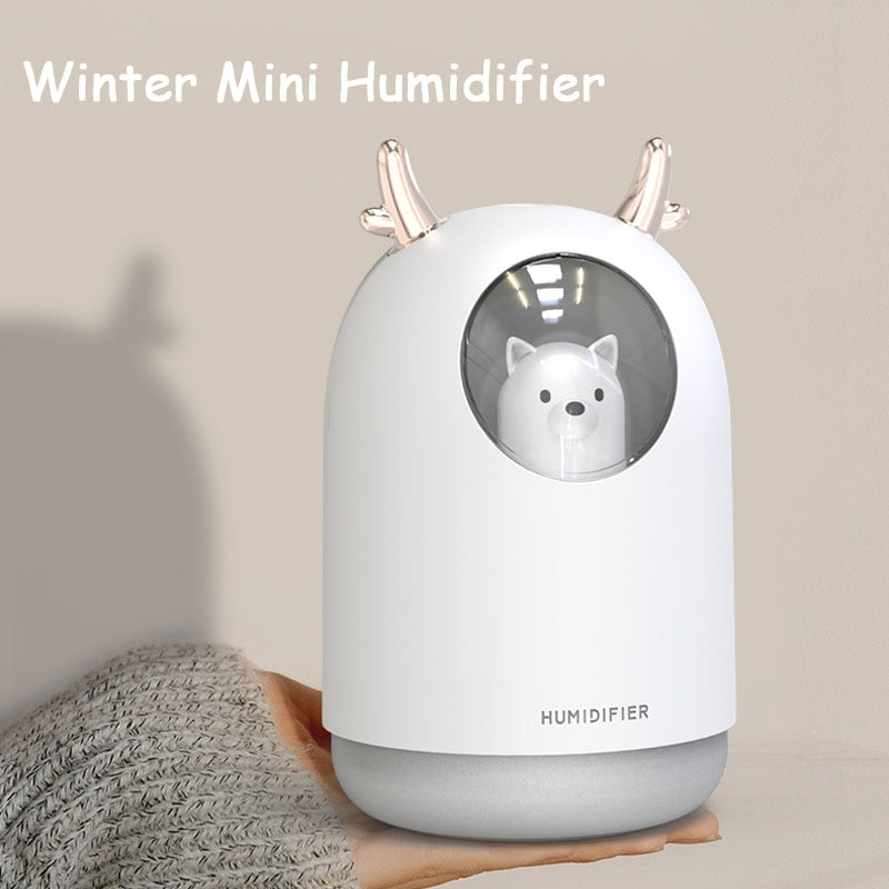 300ML Mini Bear Air Humidifier USB Aromatherapy Aroma Essential Oil Diffuser for Home Office Car Cool Mist Maker LED Night Light