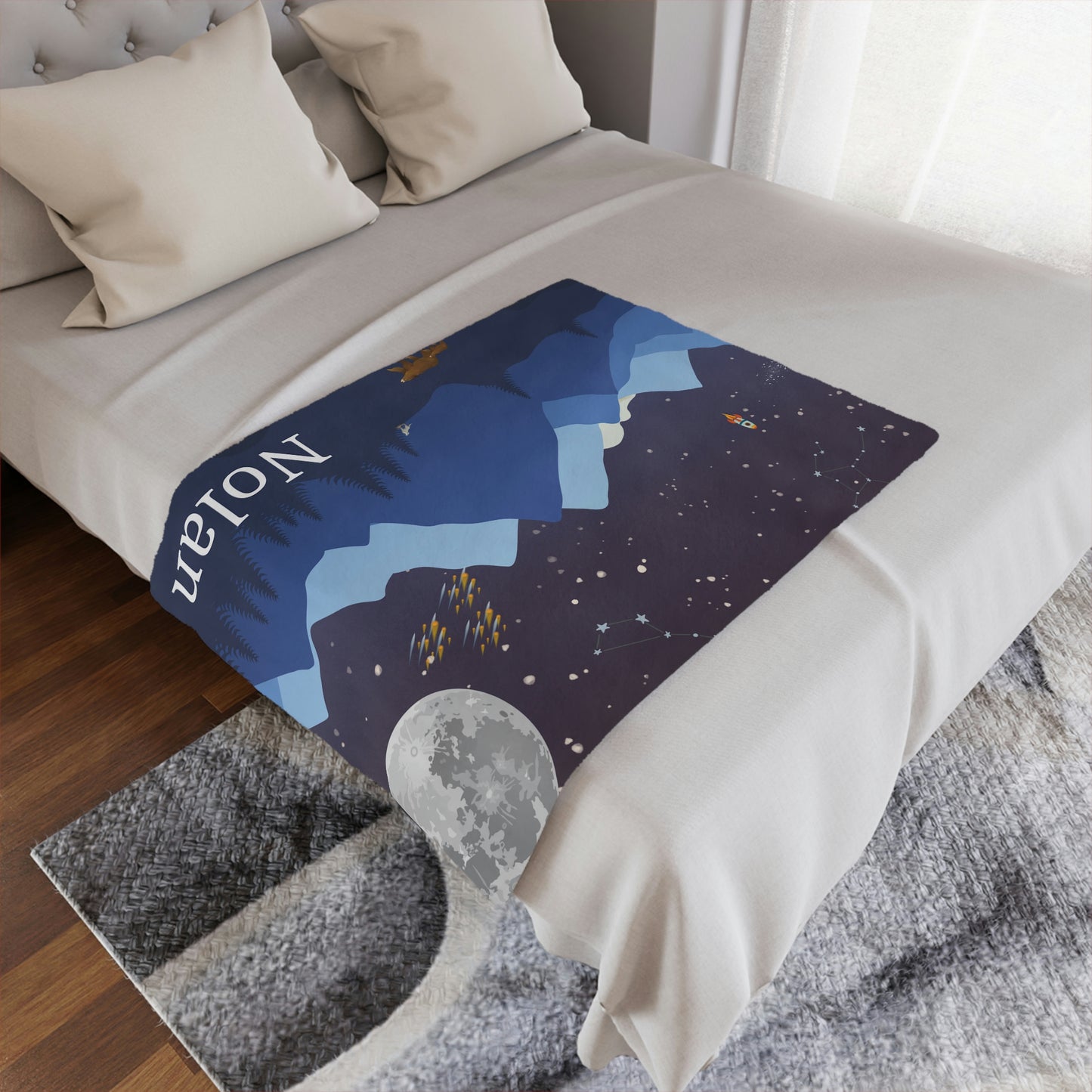 Space Themed customizable baby blanket